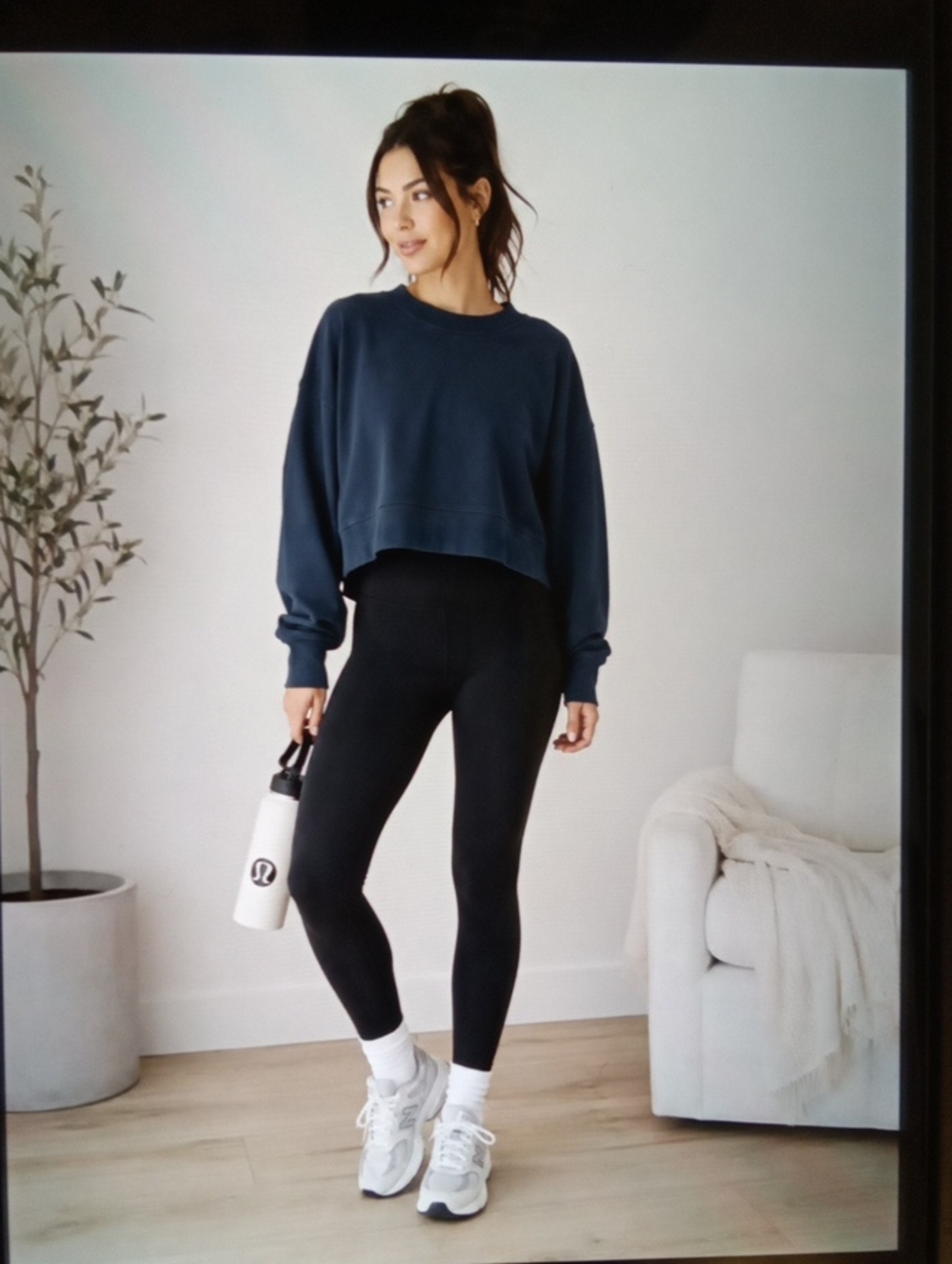 Lululemon Oversized Crew Neck Sweater Terry Cloth  Cropped Pullover Womens 6